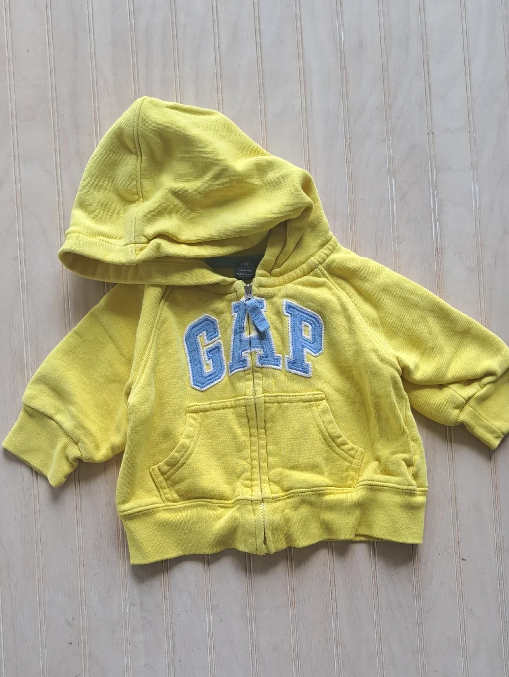 Baby GAP Logo Zip Hoodie Yellow 3-6 Months 100% Cotton Causal Comfy